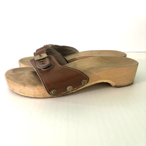 Dr. Scholls Wooden Sandals Women's Size 7 Brown Vintage Exercise Made in Austria - Picture 5 of 7